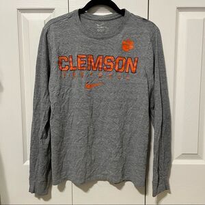 Clemson football women’s medium M long sleeve t shirt gray grey orange